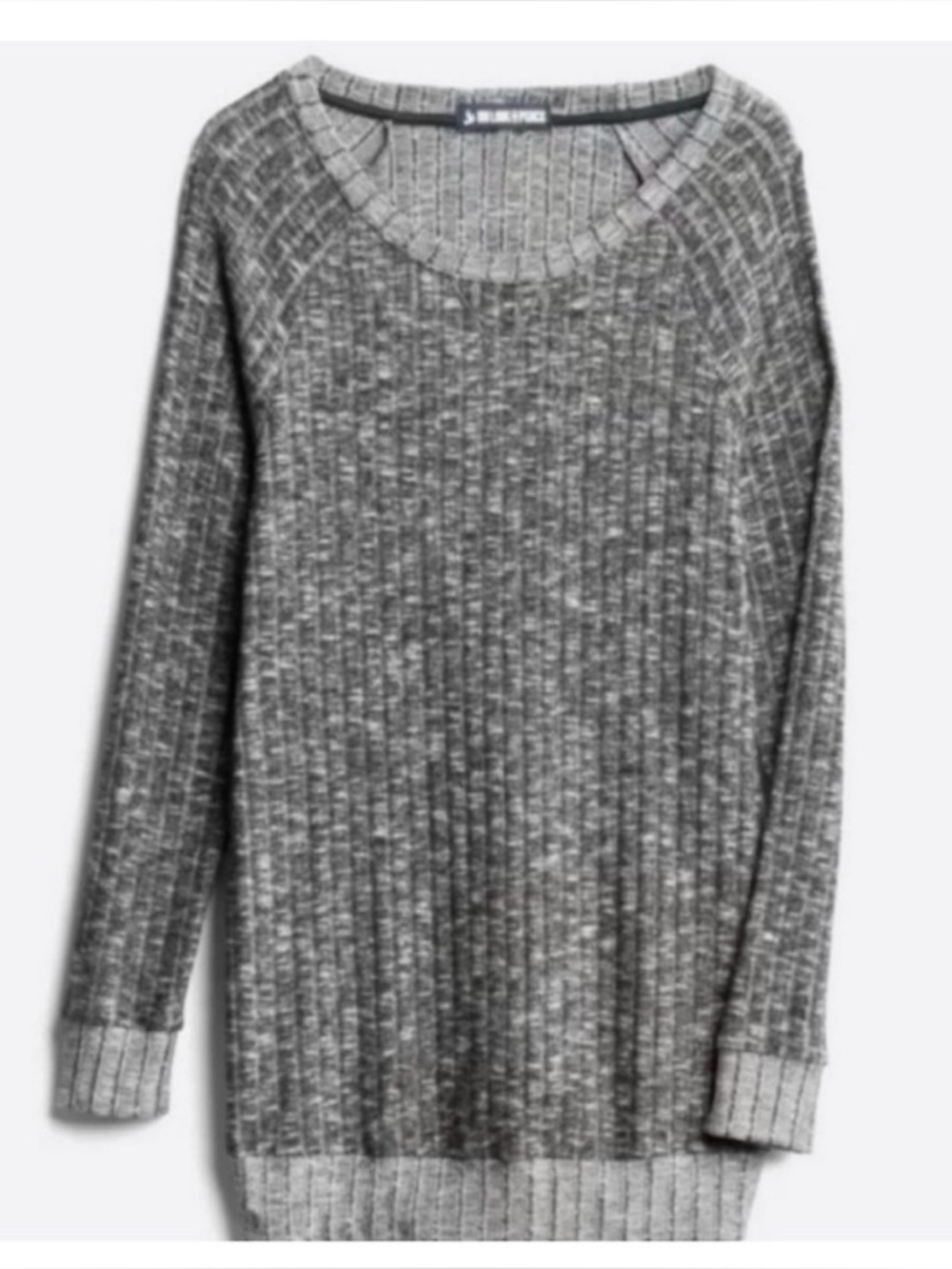 Gray Ribbed Maternity Knit Tunic Sweater Size M